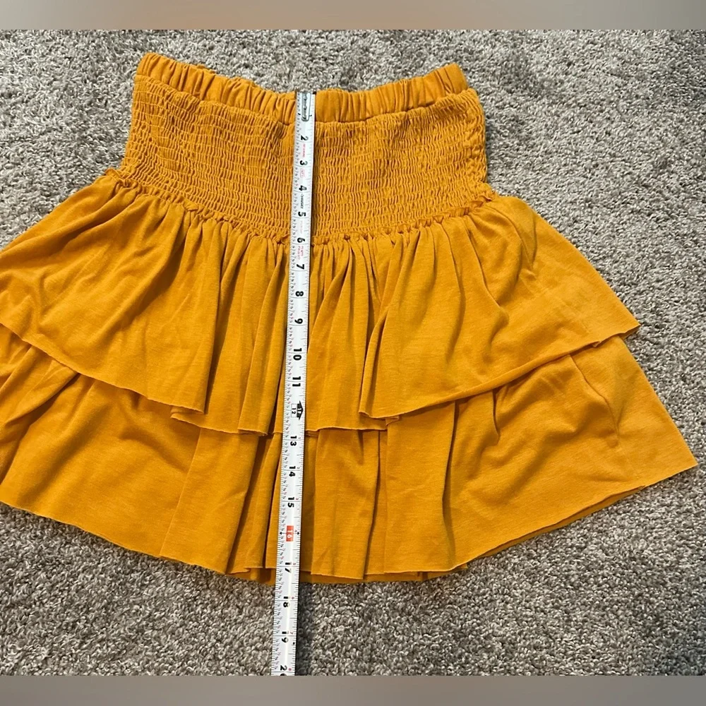 Anthropologie Saturday Sunday Women’s Mustard/Gold Ruffled Mini Skirt Size Small - Picture 2 of 8